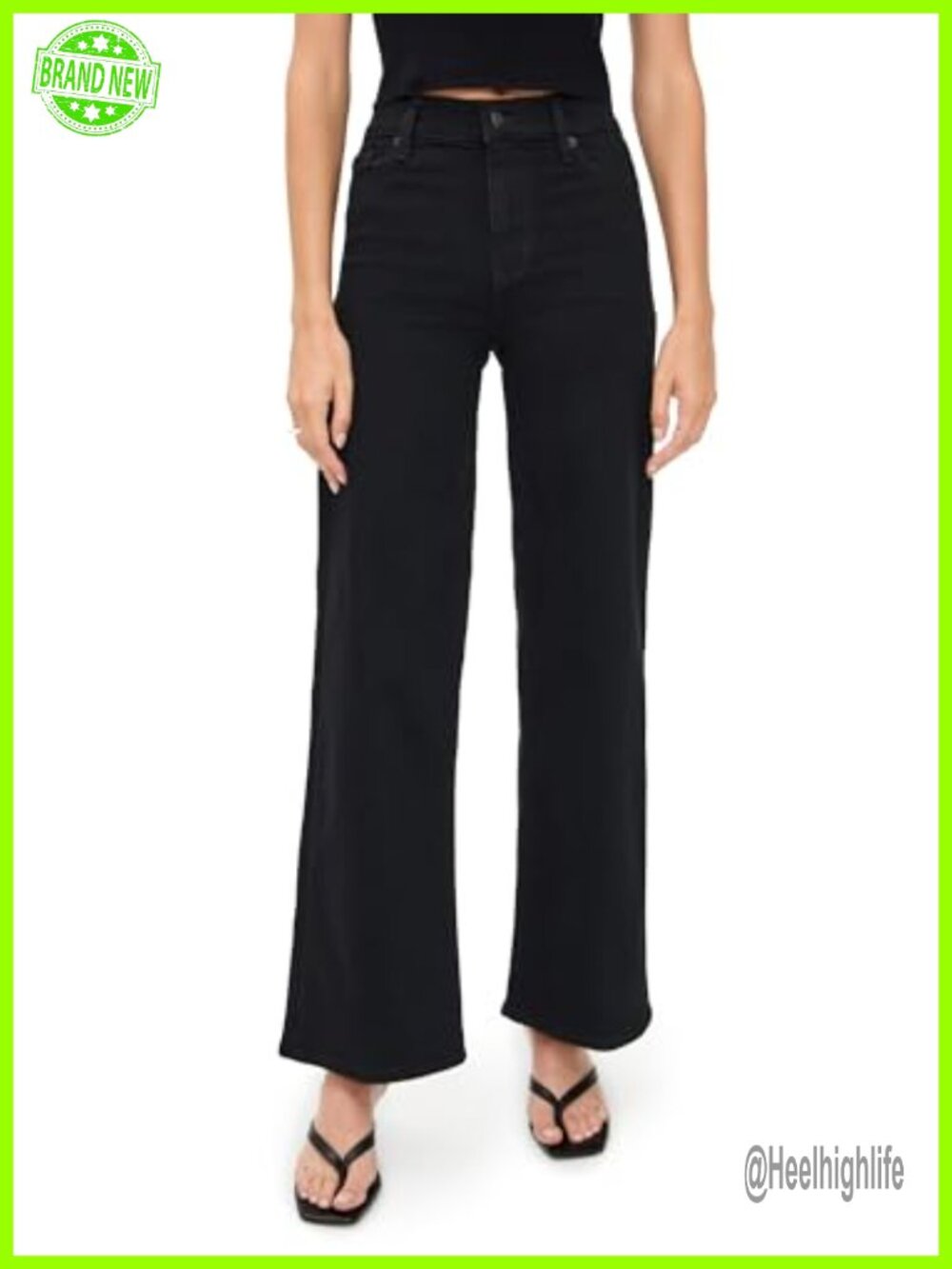 High Rise Wide Leg Palazzo Jeans Stretch Denim 5-Pocket